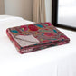 50" X 70" Gray And Yellow Floral Cotton Quilted Kantha Throw Blanket with Embroidery