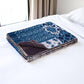 50" X 70" Blue And Pink Floral Cotton Quilted Kantha Throw Blanket with Embroidery