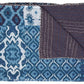 50" X 70" Blue And Pink Floral Cotton Quilted Kantha Throw Blanket with Embroidery