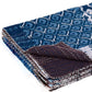 50" X 70" Blue And Pink Floral Cotton Quilted Kantha Throw Blanket with Embroidery