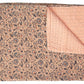 50" X 70" Teal And Pink Floral Cotton Quilted Kantha Throw Blanket with Embroidery