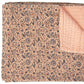 50" X 70" Peach And Gray Floral Cotton Quilted Kantha Throw Blanket with Embroidery
