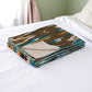 50" X 70" Brown And Blue Ikat Cotton Quilted Kantha Throw Blanket with Embroidery