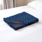 50" X 70" Blue And Off White Geometric Cotton Quilted Kantha Throw Blanket with Embroidery