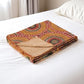50" X 70" Brown And Beige Abstract Cotton Quilted Kantha Throw Blanket with Embroidery