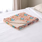 50" X 70" Brown And Pink Floral Cotton Quilted Kantha Throw Blanket with Embroidery