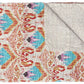 50" X 70" Brown And Pink Floral Cotton Quilted Kantha Throw Blanket with Embroidery