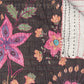 50" X 70" Brown And Beige Floral Cotton Quilted Kantha Throw Blanket with Embroidery