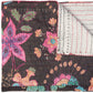 50" X 70" Brown And Beige Floral Cotton Quilted Kantha Throw Blanket with Embroidery