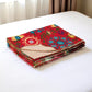 50" X 70" Red Floral Cotton Quilted Kantha Throw Blanket with Embroidery
