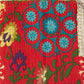 50" X 70" Red Floral Cotton Quilted Kantha Throw Blanket with Embroidery