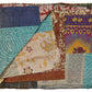 50" X 70" Tan And Beige Patchwork Silk Quilted Kantha Throw Blanket with Embroidery