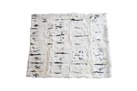 50" X 60" Black And White Rabbit Fur Plush Throw Blanket