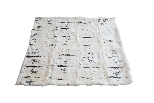 50" X 60" Black And White Rabbit Fur Plush Throw Blanket