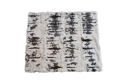 50" X 60" Brown And White Rabbit Fur Plush Throw Blanket