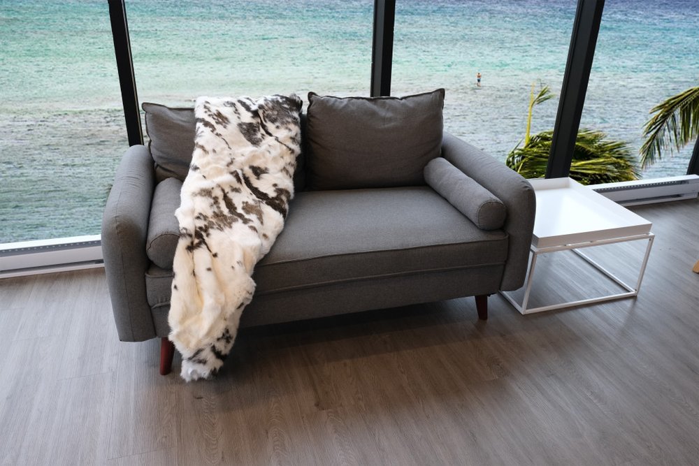 50" X 60" Brown And White Rabbit Fur Plush Throw Blanket