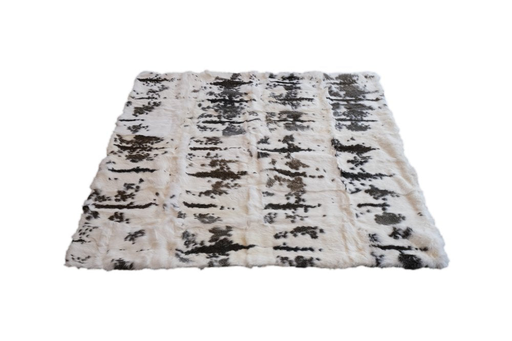 50" X 60" Brown And White Rabbit Fur Plush Throw Blanket