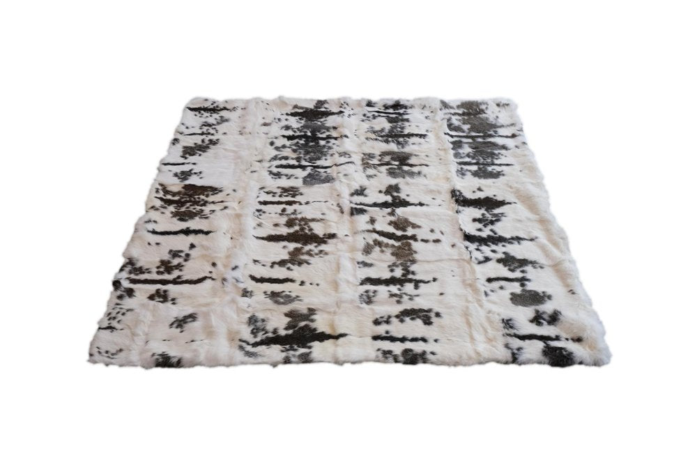 50" X 60" Brown And White Rabbit Fur Plush Throw Blanket