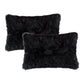 Set of Two 12" X 20" Black Sheepskin Lumbar Throw Pillows