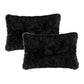 Set of Two 12" X 20" Black Sheepskin Lumbar Throw Pillows