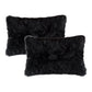 Set of Two 12" X 20" Black Sheepskin Lumbar Throw Pillows