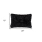 Set of Two 12" X 20" Black Sheepskin Lumbar Throw Pillows