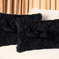 Set of Two 12" X 20" Black Sheepskin Lumbar Throw Pillows