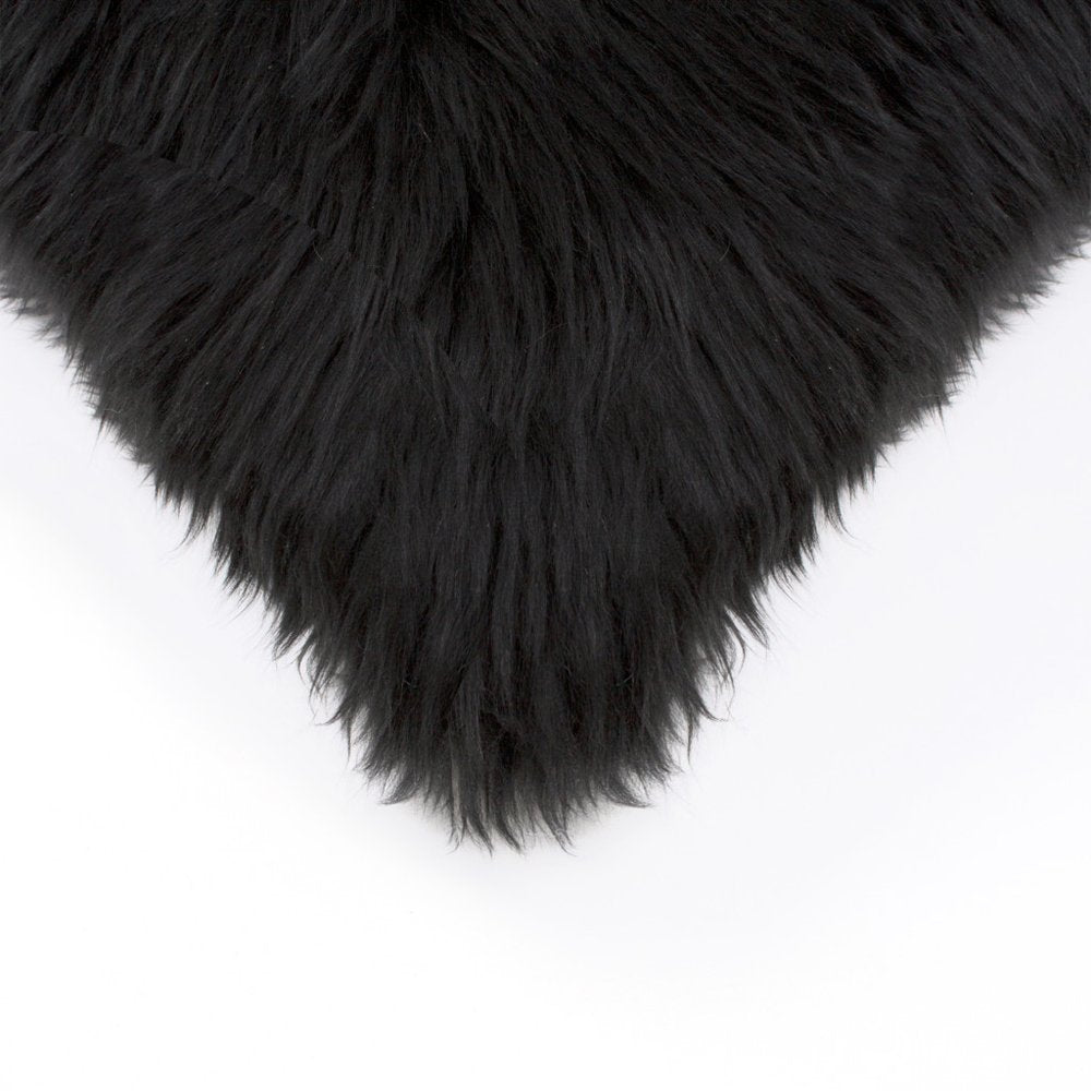 Set of Two 18" Black Sheepskin Throw Pillows