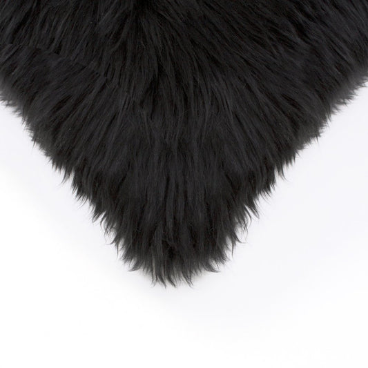 Set of Two 18" Black Sheepskin Throw Pillows