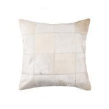 18" Off White Geometric Cowhide Throw Pillow