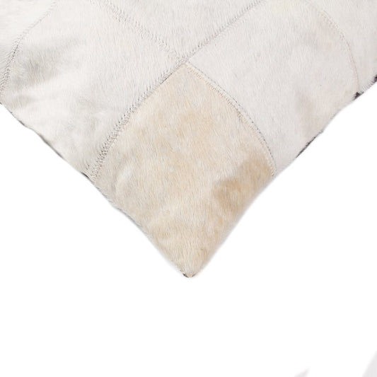 18" Off White Geometric Cowhide Throw Pillow