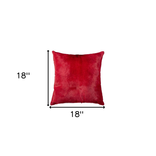 18" Wine Cowhide Throw Pillow