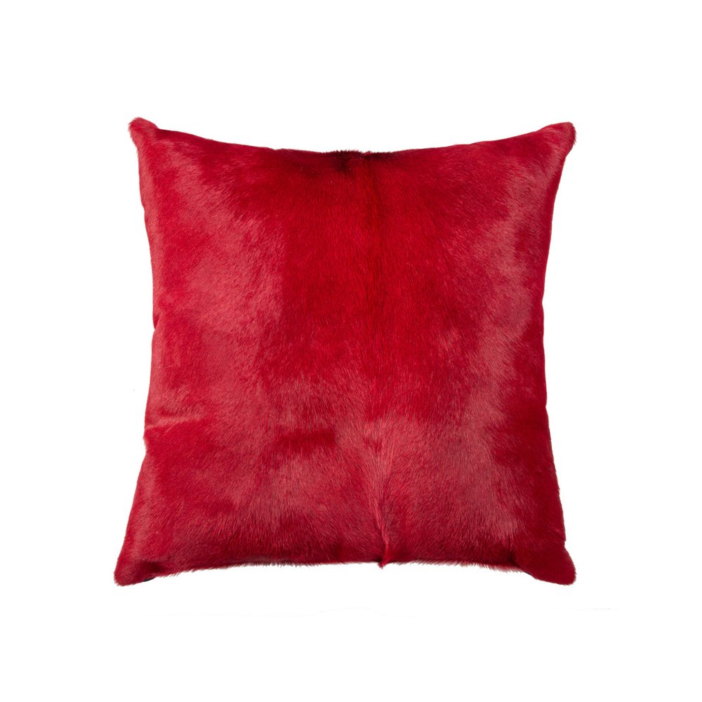 18" Wine Cowhide Throw Pillow
