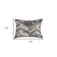 12" X 20" Gray and Silver Chevron Cowhide Lumbar Throw Pillow with Glitter