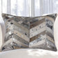 12" X 20" Gray and Silver Chevron Cowhide Lumbar Throw Pillow with Glitter