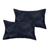 Set of Two 12" X 20" Black Lumbar Chevron Cowhide Throw Pillows