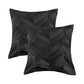 Set of Two 18" Black Chevron Cowhide Throw Pillows