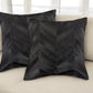 Set of Two 18" Black Chevron Cowhide Throw Pillows