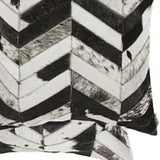 Set of Two 18" Black and Natural Chevron Cowhide Throw Pillows