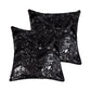Set of Two 18" Black and Silver Chevron Cowhide Throw Pillows with Glitter
