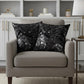 Set of Two 18" Black and Silver Chevron Cowhide Throw Pillows with Glitter