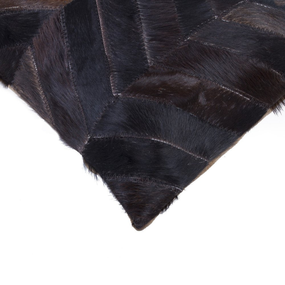 Set of Two 12" X 20" Chocolate Chevron Cowhide Lumbar Throw Pillows