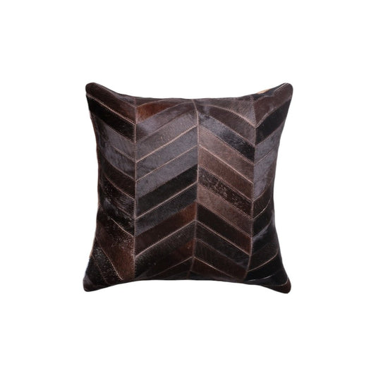 Set of Two 18" Chocolate Chevron Cowhide Throw Pillows