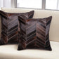 Set of Two 18" Chocolate Chevron Cowhide Throw Pillows