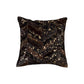 Set of Two 18" Chocolate and Gold Chevron Cowhide Throw Pillows with Glitter