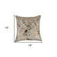 Set of Two 18" Natural and Gold Chevron Cowhide Throw Pillows with Glitter
