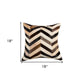 Set of Two 18" Black Brown and Beige Chevron Cowhide Throw Pillows