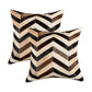 Set of Two 18" Black Brown and Beige Chevron Cowhide Throw Pillows
