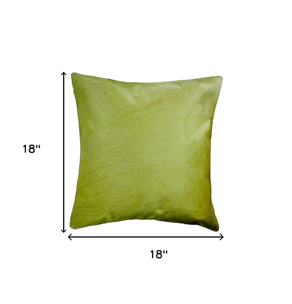 18" Lime Green Cowhide Throw Pillow