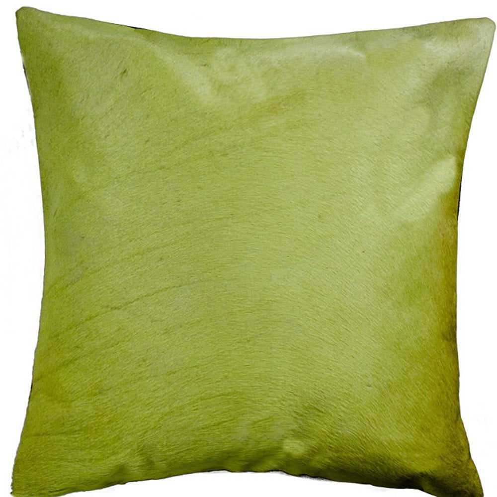 18" Lime Green Cowhide Throw Pillow